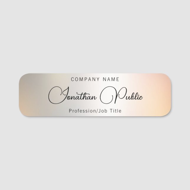 Silver Template Elegant Script Name Handwritten Tag (Front)