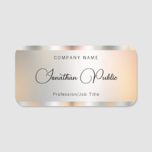 Silver Template Elegant Typography Personalized Name Tag