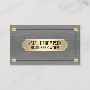 Silver Texture Metallic Gold Screws and Plate Business Card