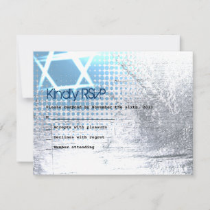SILVER TEXTURE STAR Bar Bat Mitzvah Reply Card