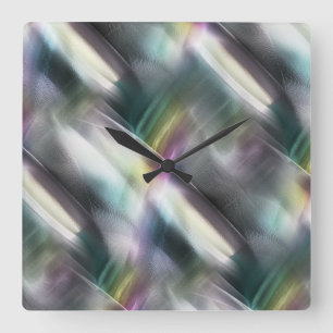 Silver texture to colours chrome and digital rough square wall clock