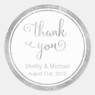 Silver Thank You Custom Text Personalised Sticker