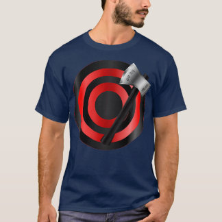 Silver Throwing Hatchet Black on Red Throwing Targ T-Shirt