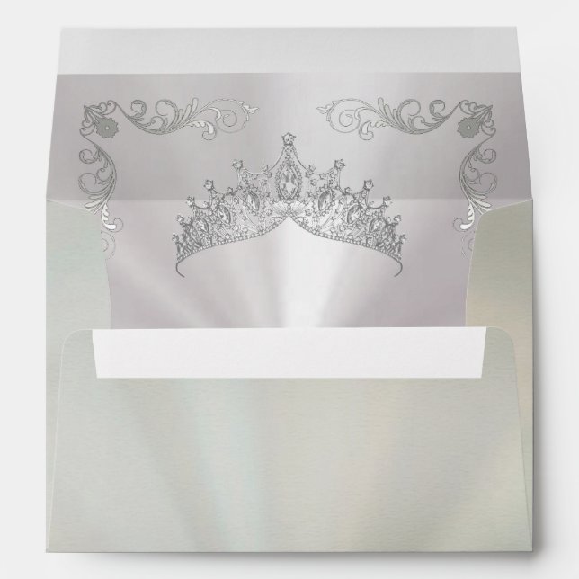 Silver Tiara & Vintage Border - Pastel Green Envelope (Back (Bottom))