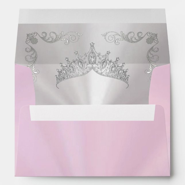 Silver Tiara & Vintage Border - Pastel Pink Envelope (Back (Bottom))