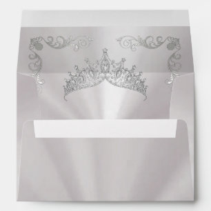 Silver Tiara & Vintage Border - Pearl White Envelope