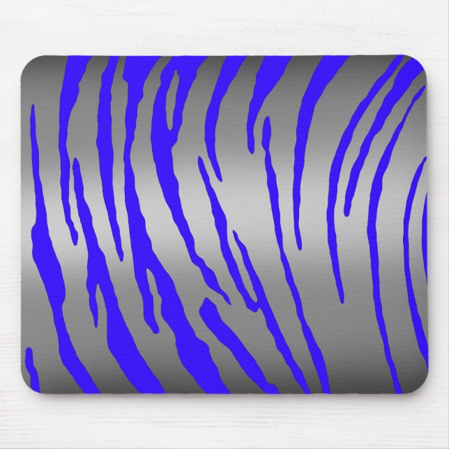 Silver Tiger Stripes Blue Mouse Pad (Front)