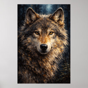 Silver Timber   Wolf Wildlife Art   Poster