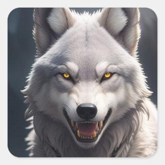 silver topaz wolf sticer square sticker