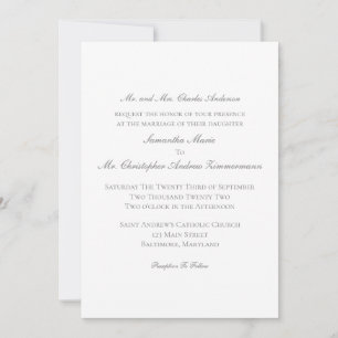 Silver Traditional Classic Formal Elegant Wedding  Invitation