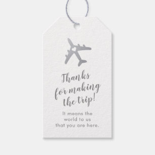 Silver Travel Theme Aeroplane Destination Wedding Gift Tags