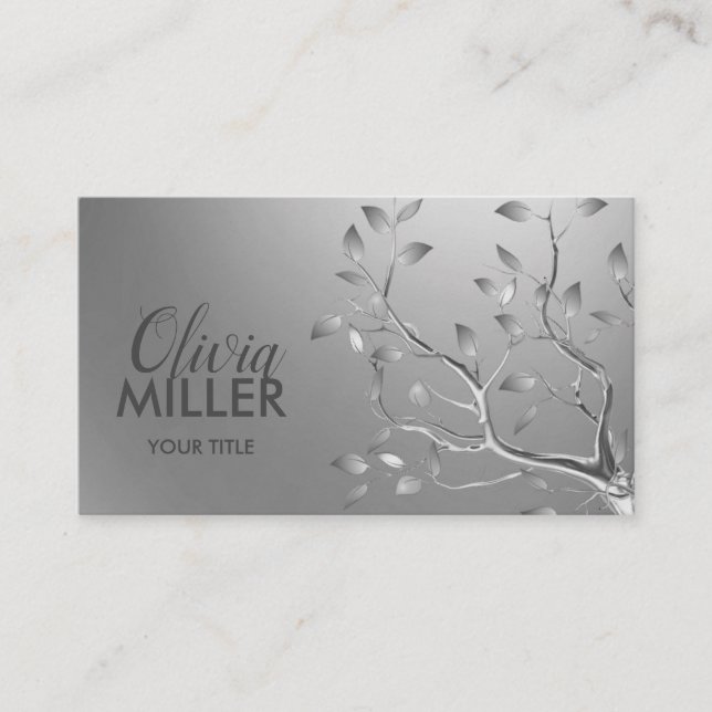 Silver Tree Branch Business Card (Front)