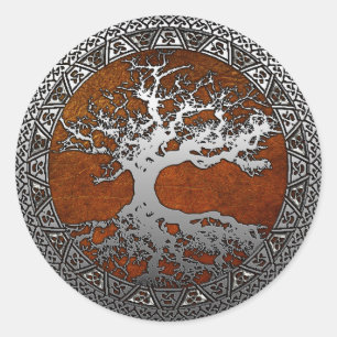 Silver Tree of Life Classic Round Sticker