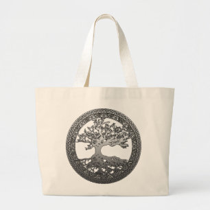 Silver Tree of Life Large Tote Bag