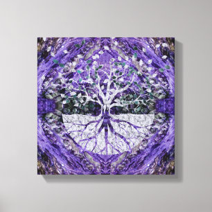 Silver Tree of Life Yggdrasil on Amethyst Geode Canvas Print