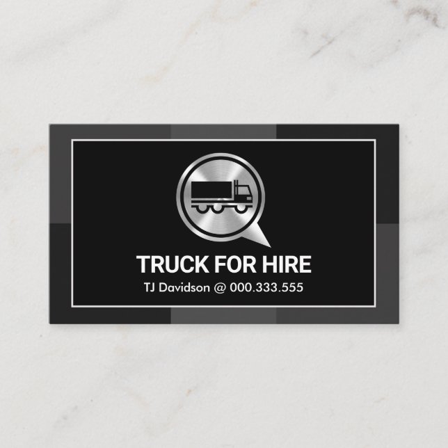 Silver Truck Creative Grey Frame Business Card (Front)