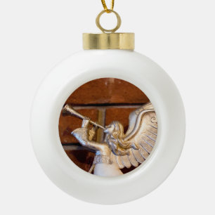 Silver Trumpet I Ceramic Ball Christmas Ornament