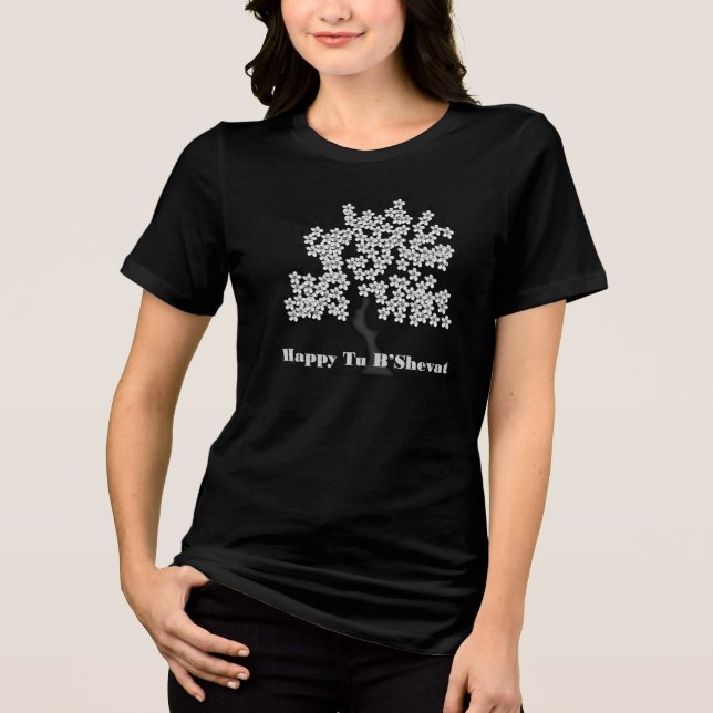 Silver Tu B'Shevat Flower Tree Tri-Blend Shirt (Front)