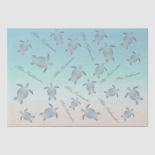Silver Turquoise Sea Turtles Pattern Tissue Paper