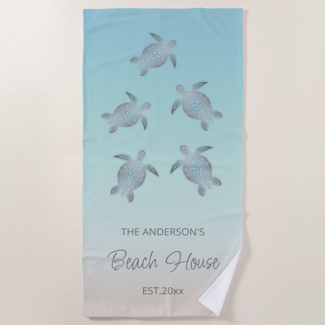Silver Turtles Beach Style Towel (Front)
