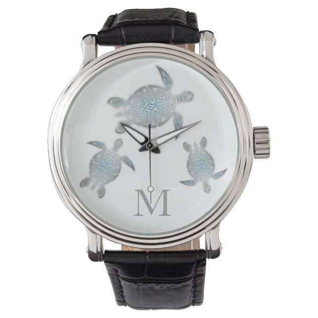 Silver Turtles Monogram Watch (Front)