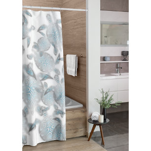 Silver Turtles Pattern Nautical Shower Curtain