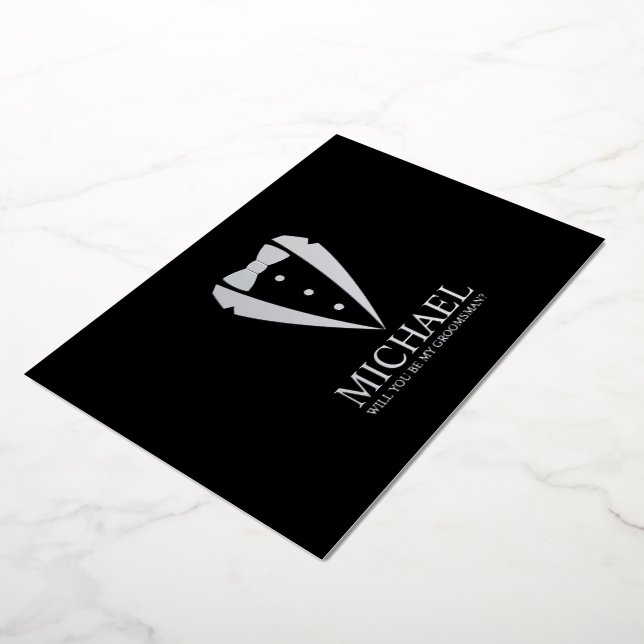 Silver Tuxedo Suit Personalised Groomsman Proposal (Rotated)