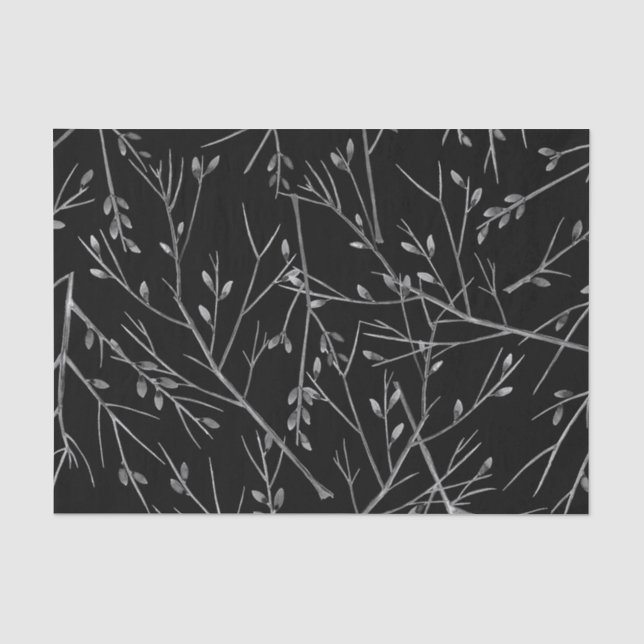 Silver Twigs on Black Tissue Paper (Front)