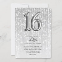 Silver Twinkle Lights Foil Balloon 16th Birthday