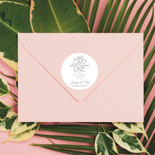 Silver Two Become One Wedding Stickers