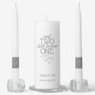 Silver Two Become One Wedding Unity Candle Set
