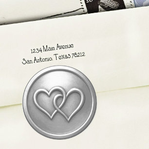 Silver Two Hearts Intertwined Wedding Classic Round Sticker