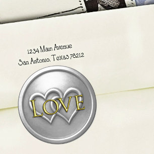 Silver Two Hearts Intertwined Wedding Classic Round Sticker
