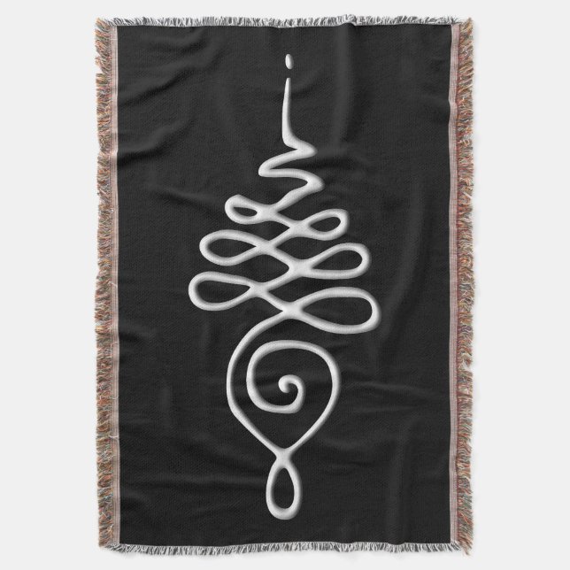Silver Unalome Throw Blanket (Front Vertical)
