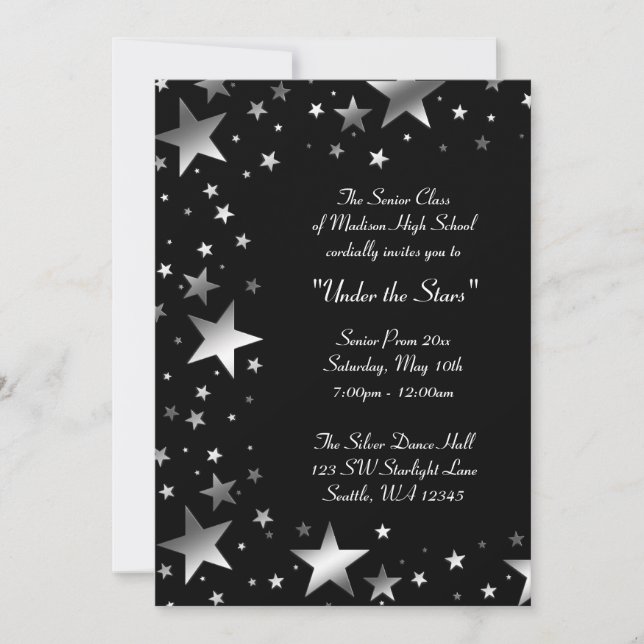 Silver Under the Stars Prom Formal Invitation (Front)