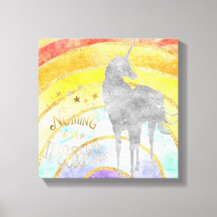 Silver Unicorn Rainbow Canvas Print