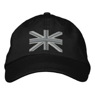 Silver Union Jack Flag England Swag Embroidery Embroidered Hat