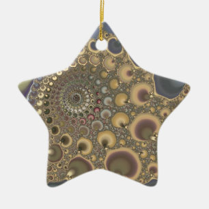 Silver Vein! Fractal Art Ceramic Tree Decoration