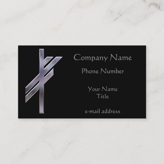Silver Viking Rune Luck Business Card (Front)