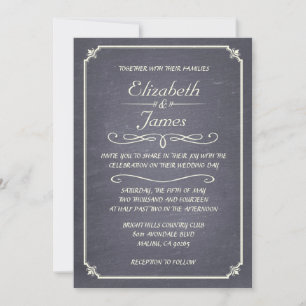 Silver Vintage Chalkboard Wedding Invitations