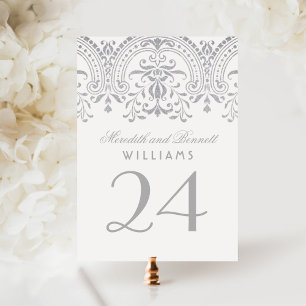 Silver Vintage Glamour Table Number Card