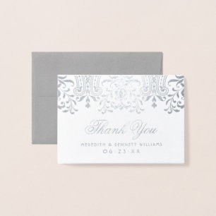 Silver Vintage Glamour Wedding Thank You Foil Card