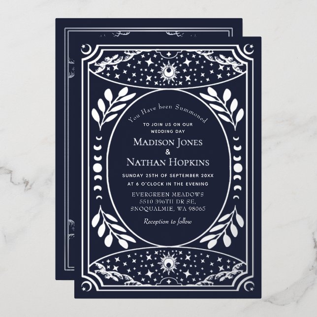 Silver Vintage Tarot Gothic Wedding Foil (Front/Back)