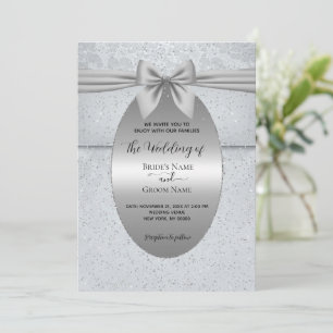 Silver Vintage with Bow Wedding Invitation