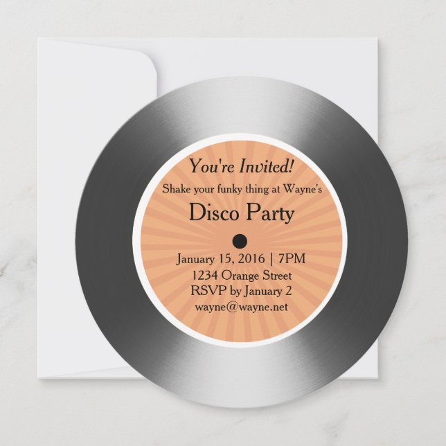 Silver vinyl disc invitation (Front)