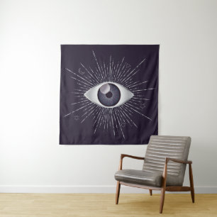 Silver & Violet Mystic Evil Eye Nazar Mati Tapestry