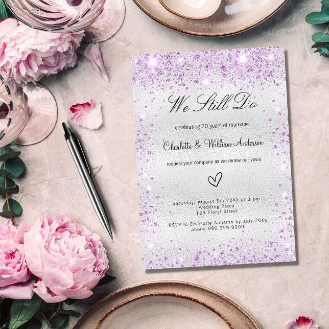 Silver violet vow wedding renewal invitation (Creator Uploaded)