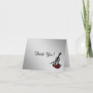 Silver Violin Thank You Blank Inside Card