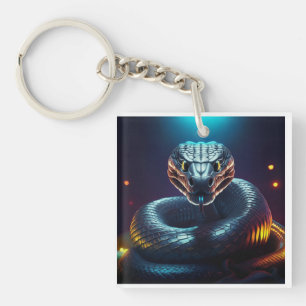 Silver Viper Snake Tongue Flicking Key Ring