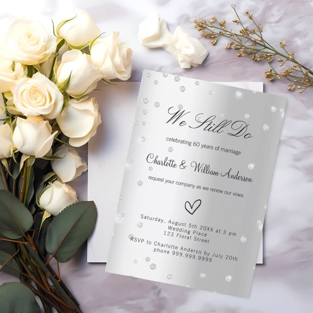 Silver vow renewal 60th wedding anniversary invitation (Creator Uploaded)